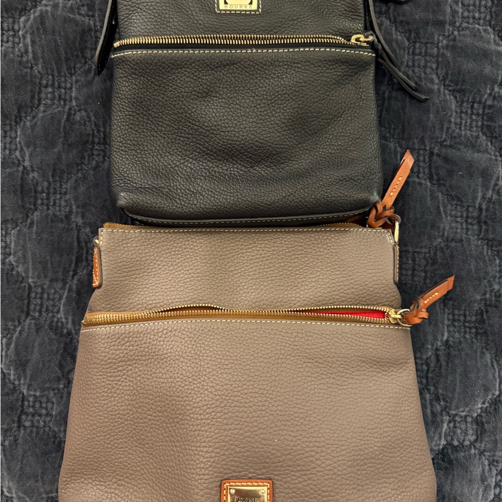 Dooney & Bourke Black and Tan Leather Crossbody Bag